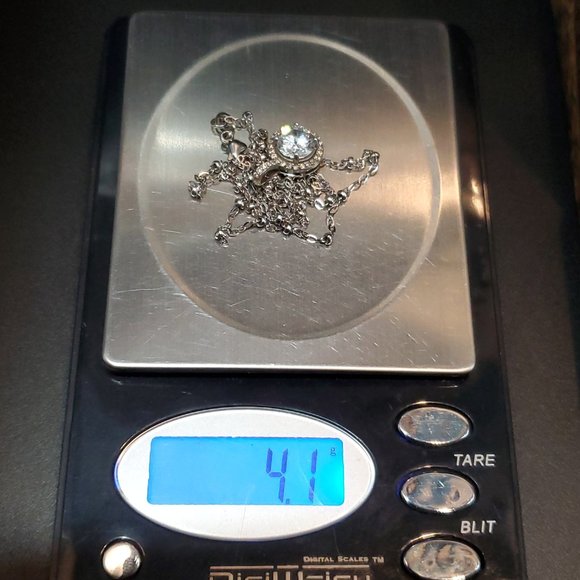 18 Inch 925 Sterling Silver Rustic Halo Gemstone CZ Pendant Necklace - Picture 8 of 8